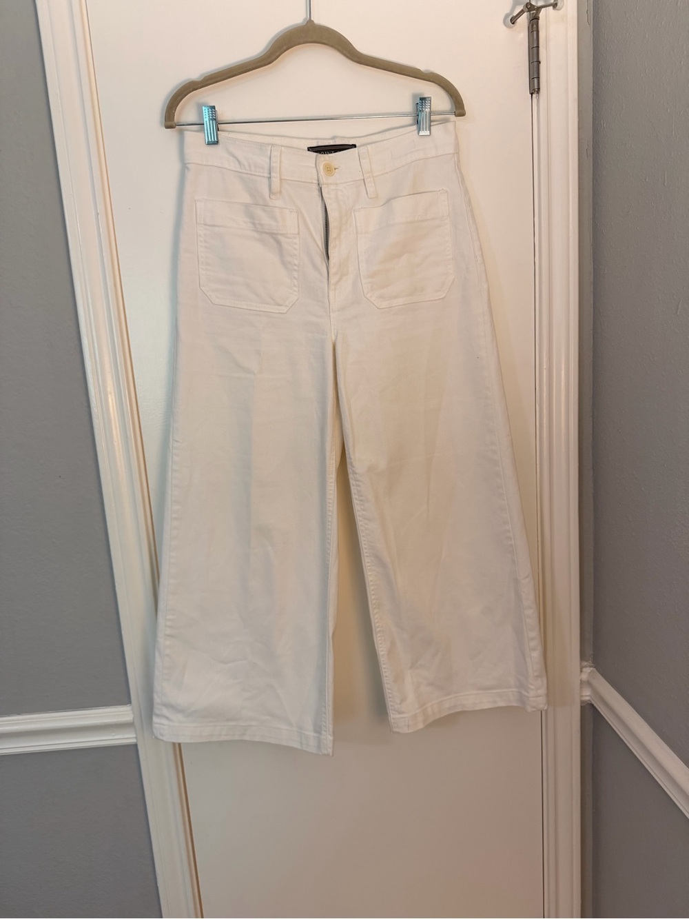 J. Crew Cream Wide-Leg Crop Cotton Pants